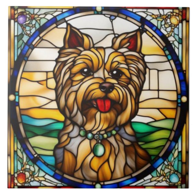 Hübsche Yorkie-Dekorationskeramikfliese Fliese (Vorderseite)