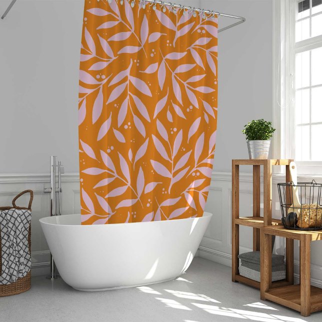 Hübsche Zweige - orange und rosa Duschvorhang (Von Creator hochgeladen)