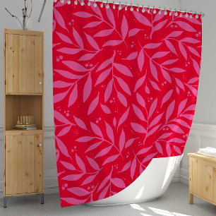 Hübsche Zweige - rosa und rot Duschvorhang