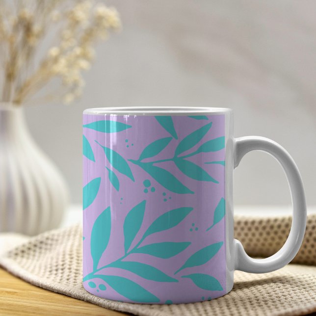 Hübsche Zweige - türkis und violett Kaffeetasse (Von Creator hochgeladen)