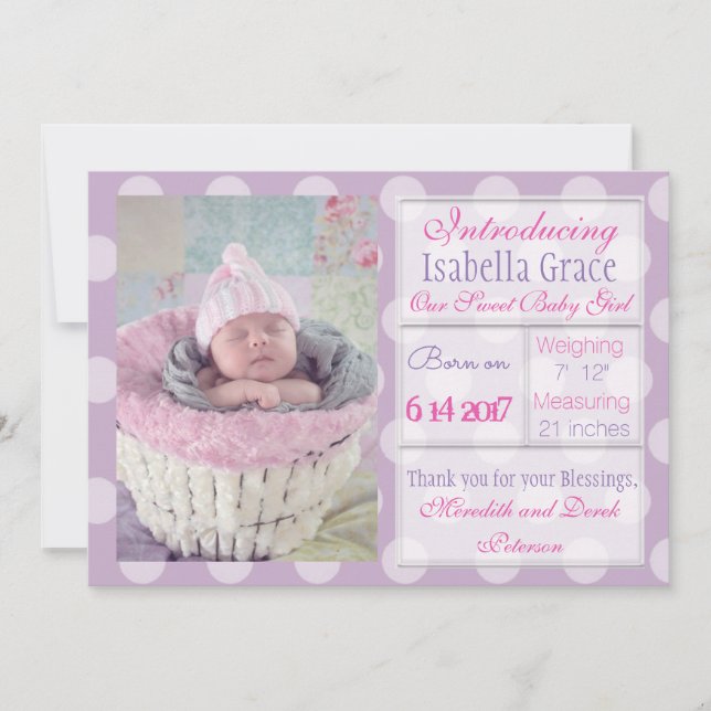 Hübschen Lila Geburtstagskündigungen Einladung (Vorderseite)