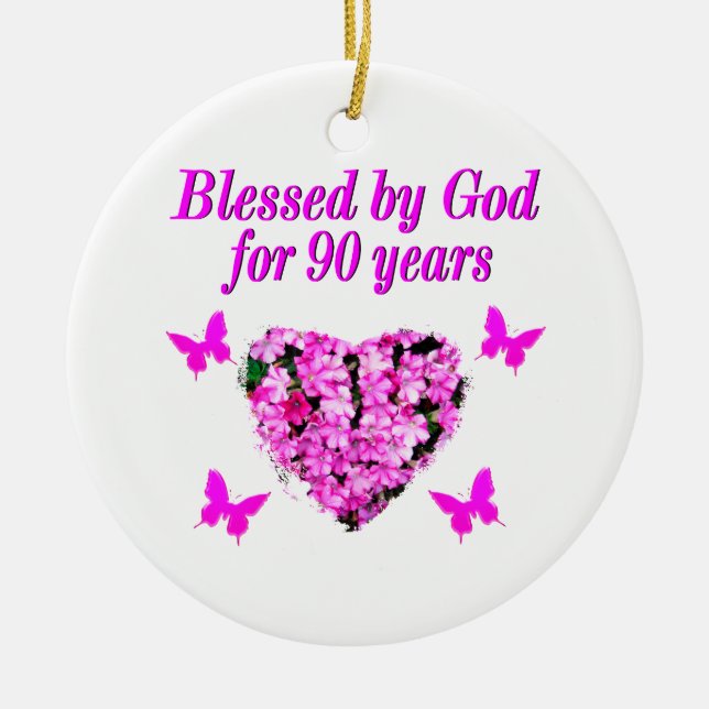 HÜBSCHER 90. GEBURTSTAG KERAMIKORNAMENT (Vorne)