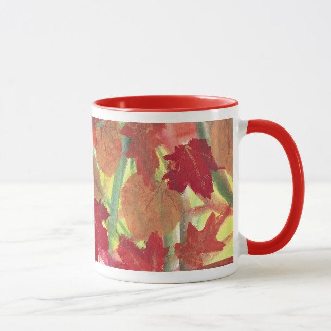 Hübscher Abstrakter Herbst Herbst Verlässt Tasse (Rechts)