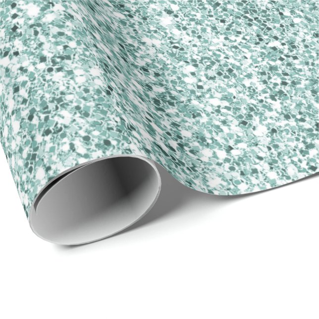 Hübscher Aqua Mint Glitzy Glitzer      Geschenkpapier (Rolleneckpunkt)