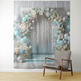 Hübscher Aquamariner Blumenballon Arch Hanging Wandteppich
