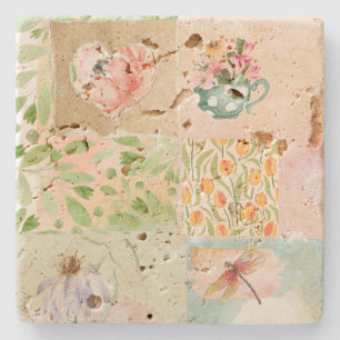 Hübscher Aquarellhintergrund Botanisches Kunstwerk Steinuntersetzer