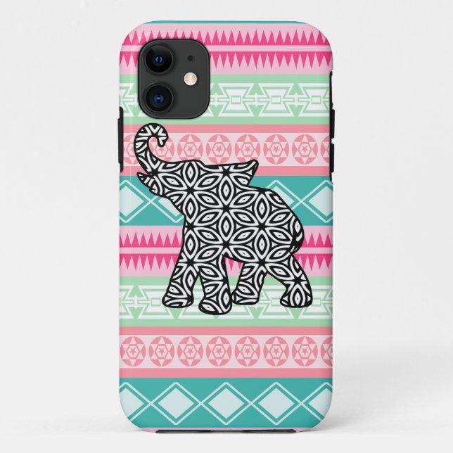 Hübscher aztekischer Muster-Elefant iPhone Fall Case-Mate iPhone Hülle (Rückseite)