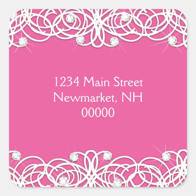 Hübscher Bat Mitzvah Clear Sparkle und Spitzen Quadratischer Aufkleber (Vorderseite)