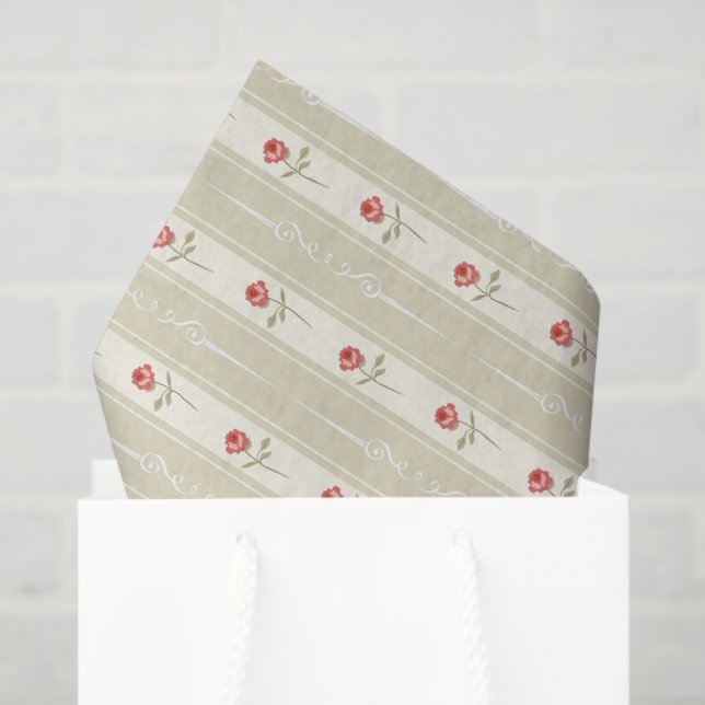 Hübscher, beige Hintergrund botanisch rustikal Seidenpapier (Geschenktüte)