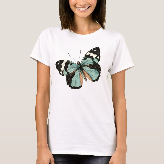 Hübscher blass-Vintager Schmetterling T - Shirt (Vorderseite)
