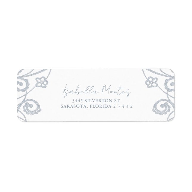 Hübscher, blau weich, silberfarbener, floraler Rah (Vorne)