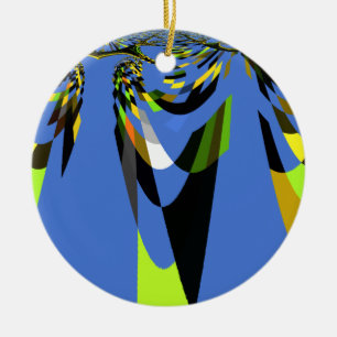 Hübscher blauer afrikanischer Stammesmotiv-Kunstpr Keramik Ornament