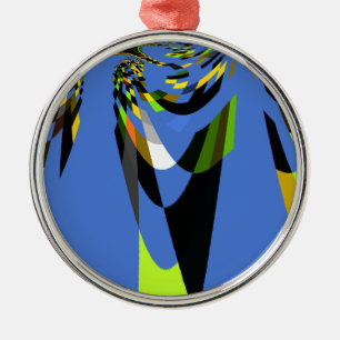 Hübscher blauer afrikanischer Stammesmotiv-Kunstpr Silbernes Ornament