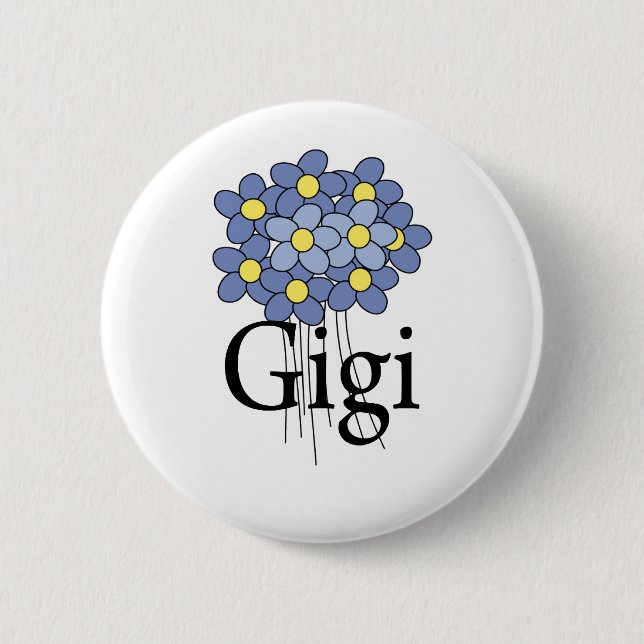 Hübscher blauer Blume Gigi T - Shirt Button (Vorderseite)