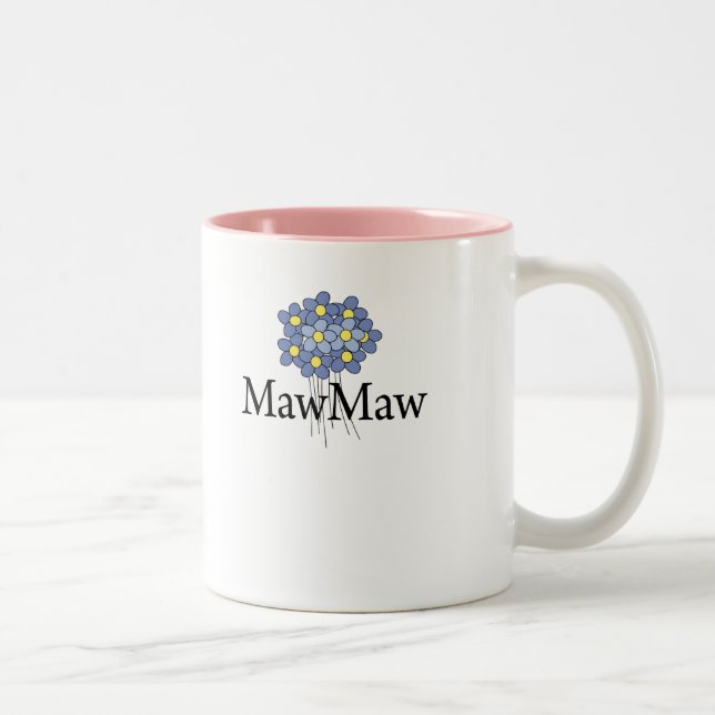 Hübscher blauer Blume MawMaw T - Shirt Zweifarbige Tasse (Rechts)