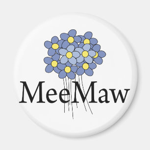 Hübscher blauer Blume MeeMaw T - Shirt Magnet