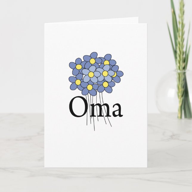 Hübscher blauer Blume Oma T - Shirt Karte (Vorderseite)