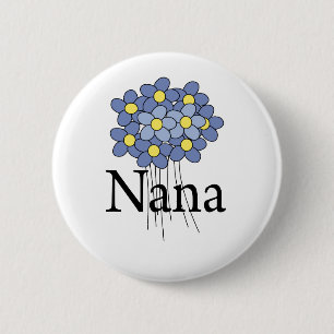 Hübscher blauer Blumen-Nana-T - Shirt Button