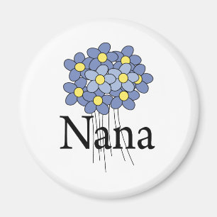 Hübscher blauer Blumen-Nana-T - Shirt Magnet