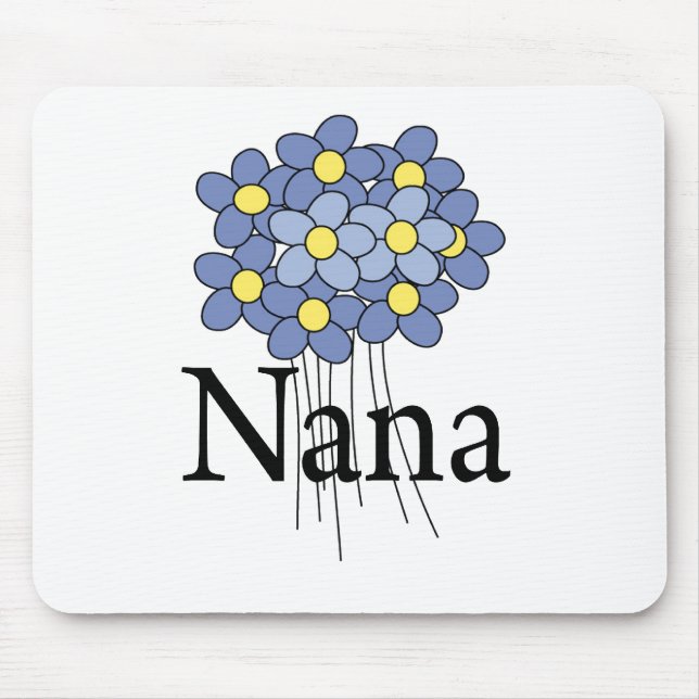 Hübscher blauer Blumen-Nana-T - Shirt Mousepad (Vorne)