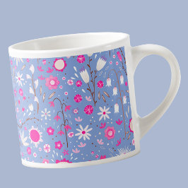 Hübscher Blauer Botanischer Wildblume Blumenstrauß Espressotasse