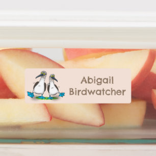 Hübscher, blauer Cartoon mit Füßchen personalisier Etiketten