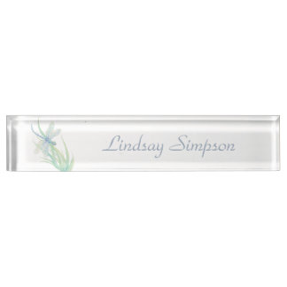 Hübscher Blauer Drachenfliege Individuelle Name Ar Namensplakette