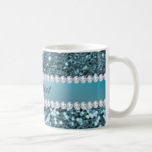 Hübscher blauer Imitat-Glitzer und Diamanten Tasse