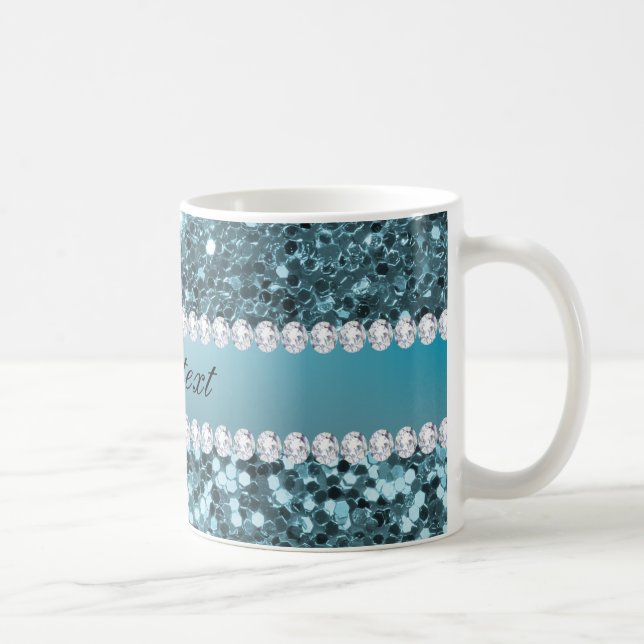 Hübscher blauer Imitat-Glitzer und Diamanten Tasse (Rechts)