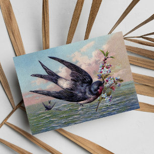 Hübscher blauer roter Schwalbenvogel und schöne Bl Karte