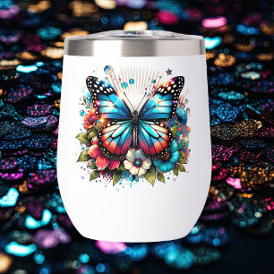 Hübscher Blauer Schmetterling und Blume