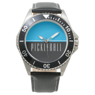 Hübscher blauer Schwarzer Farbblock PICKLEBALL-Tex Armbanduhr