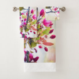 Hübscher Blauer und Gelber Bird auf einem Zweigbil Badhandtuch Set