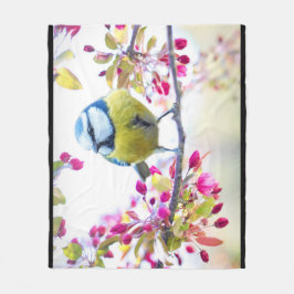 Hübscher Blauer und Gelber Bird auf einem Zweigbil Fleecedecke