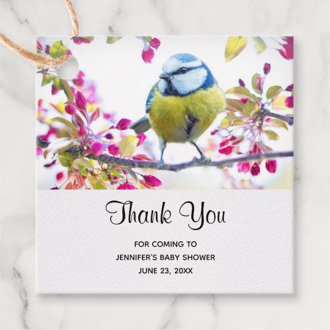 Hübscher Blauer und Gelber Bird auf einem Zweigbil Geschenkanhänger (Vorderseite)