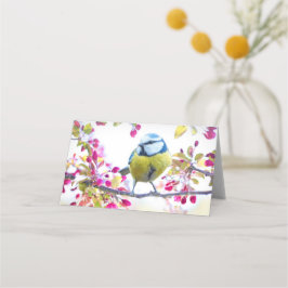 Hübscher Blauer und Gelber Bird auf einem Zweigbil Platzkarte