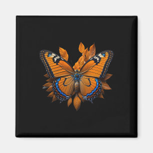 Hübscher blauer und orangefarbener Schmetterling m Magnet