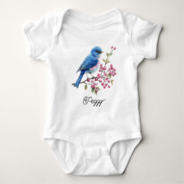 Hübscher blauer Vogel Baby Strampler