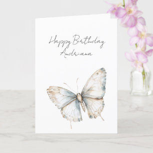 Hübscher blauer weißer Schmetterling Floral Geburt Karte