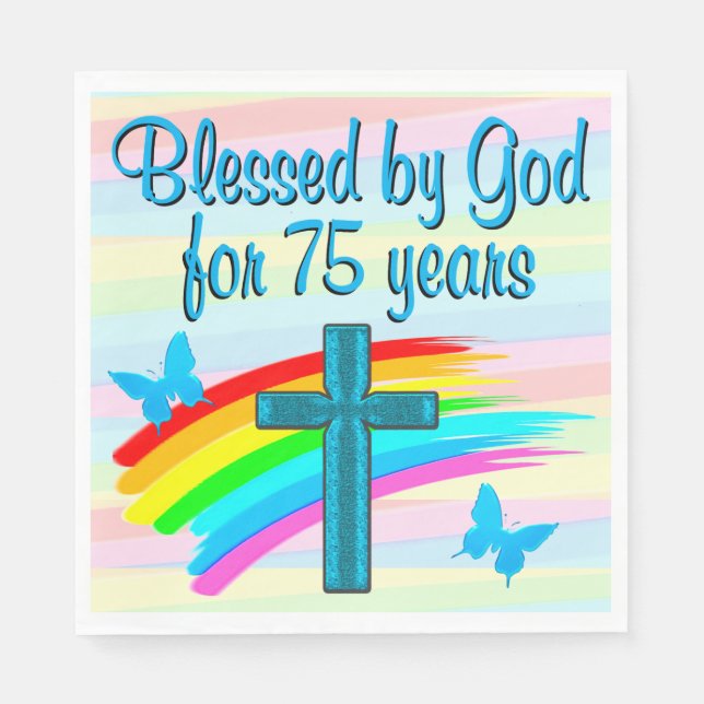 HÜBSCHER BLUE CROSS 75. BIRTHDAY PAPIER NAPKINS SERVIETTE (Vorderseite)