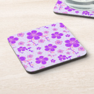 Hübscher Blumendruck Lila und rosa am Lavendel Getränkeuntersetzer