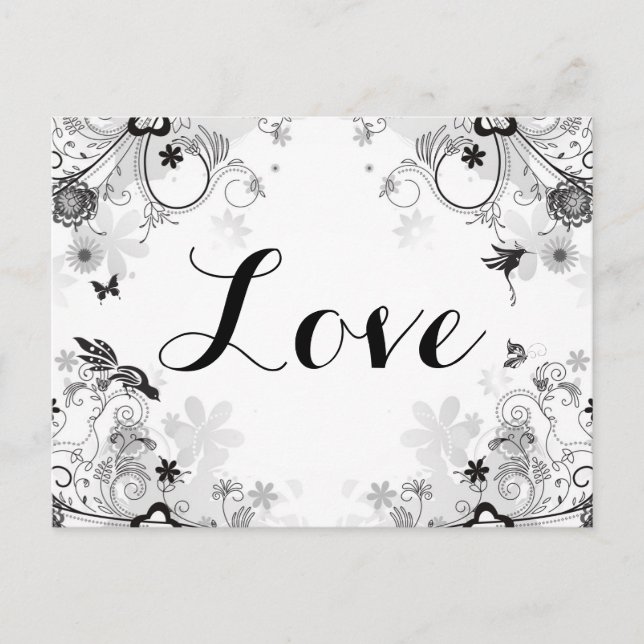 Hübscher Blumengarten ~ Vogelarten und Schmetterli Postkarte (Vorderseite)