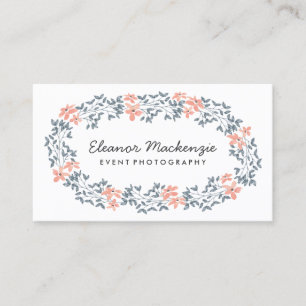 Hübscher Blumenkranz Aquarell Floral Visitenkarte
