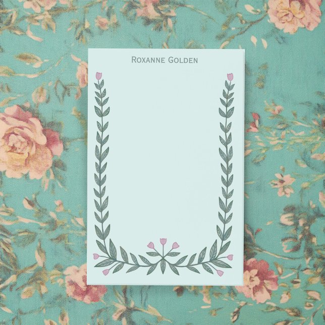 Hübscher Blumenrahmen INDIVIDUELLE NAME Notepad Post-it Klebezettel (Pretty Floral Frame CUSTOM NAME Notepad
)