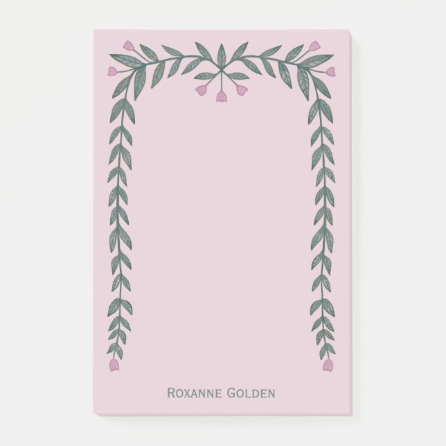 Hübscher Blumenrahmen INDIVIDUELLE NAME Notepad Post-it Klebezettel (Vorderseite)