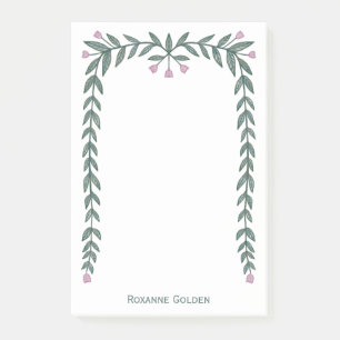 Hübscher Blumenrahmen INDIVIDUELLE NAME Notepad Post-it Klebezettel