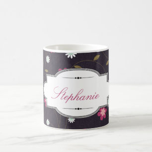 Hübscher Blumenrebe Individuelle Name Kaffeepause Kaffeetasse