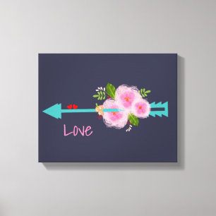 Hübscher Blumenstrauß Liebe Arrow Leinwanddruck
