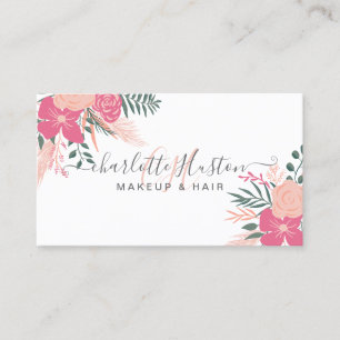 Hübscher Blumenstrauß mit Monogramm Haarschminke Visitenkarte