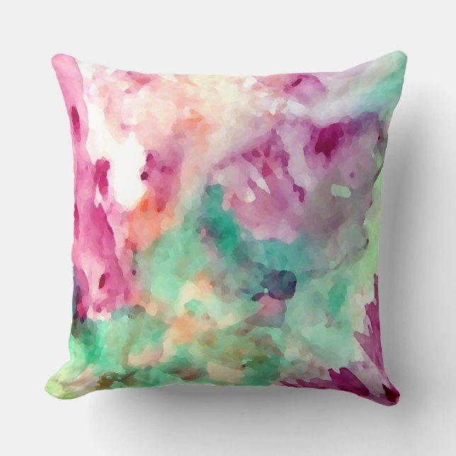 Hübscher Blumenwatercolor-abstrakte weiche Kissen (Vorderseite)